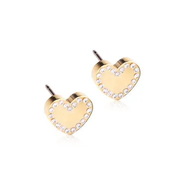 Blomdahl &Oslash;reringe til Pige, Dame udf&oslash;rt i Titanium i en flot Guld farve