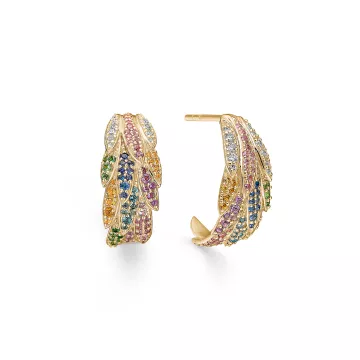 Mads Z Øreringe til Dame udført i Guld i en flot Guld, Multi farve