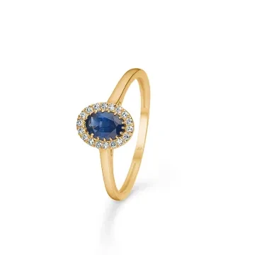 Mads Z Ring til Dame udf&oslash;rt i Guld i en flot Bl&aring;, Guld farve