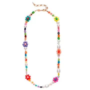 ANNI LU Halskæde til Dame udført i Messing i en flot Guld, Multi farve