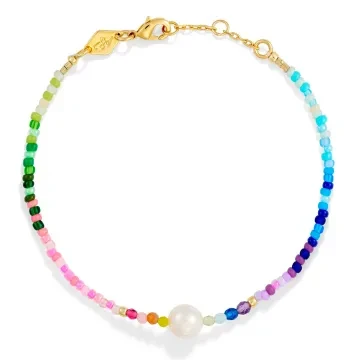 ANNI LU Armbånd til Dame udført i Messing, Glas, Guld i en flot Multi farve