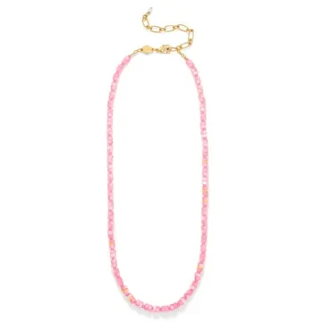 ANNI LU Halskæde til Dame udført i Messing, Glas, Guld i en flot Lyserød farve