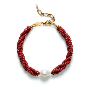 ANNI LU Armbånd til Dame udført i Messing i en flot Rød, Hvid farve