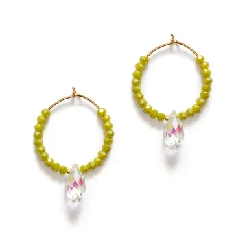 ANNI LU Øreringe til Dame udført i Messing i en flot Grøn farve