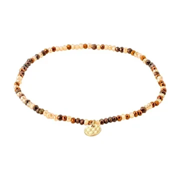 Pilgrim Armbånd til Herre, Dame udført i Sten i en flot Beige, Brun farve