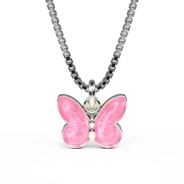 Pia&Per Halskæde til Pige udført i 925 Sterling Sølv i en flot Lyserød, Sølv farve