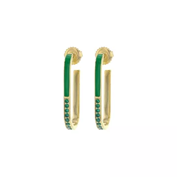 Hasla Øreringe til Dame udført i 925 Sterling Sølv i en flot Guld, Grøn farve
