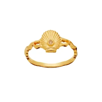 Maanesten Ring til Dame udført i 925 Sterling Sølv i en flot Guld farve