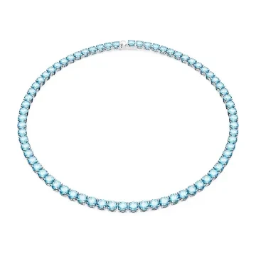 Swarovski Halskæde til Dame udført i Rustfrit stål i en flot Blå, Sølv farve