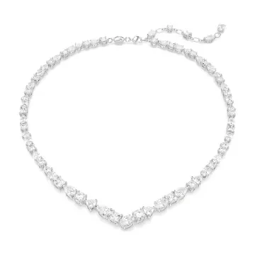 Swarovski Halskæde til Dame udført i Rustfrit stål i en flot Sølv farve