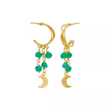 Susanne Friis Bjørner Øreringe til Dame udført i 925 Sterling Sølv i en flot Guld, Grøn farve