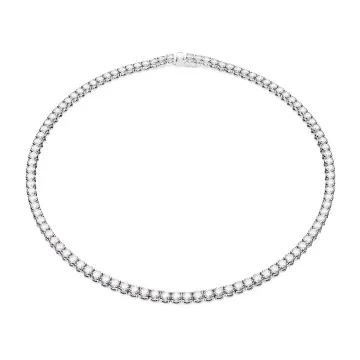 Swarovski Halskæde til Dame udført i Rustfrit stål i en flot Sølv farve