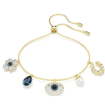 Swarovski Armbånd til Dame udført i Rustfrit stål i en flot Blå, Guld farve