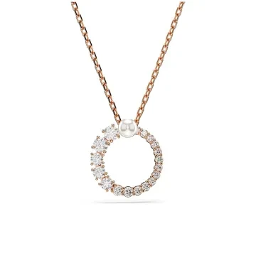 Swarovski Halskæde til Dame udført i Rustfrit stål i en flot Rosaguld farve