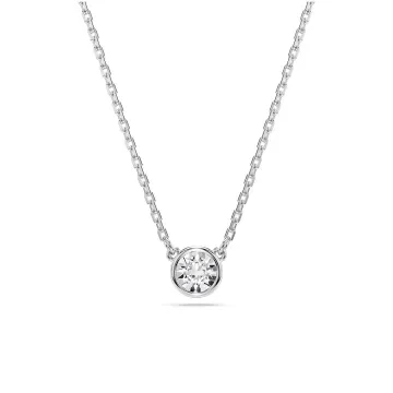 Swarovski Halskæde til Dame udført i Rustfrit stål i en flot Sølv farve