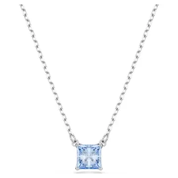 Swarovski Halskæde til Dame udført i Rustfrit stål, Sten i en flot Blå, Sølv farve