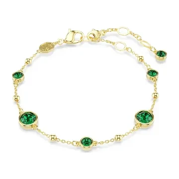 Swarovski Armbånd til Dame udført i Rustfrit stål i en flot Guld, Grøn farve