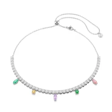 Swarovski Halskæde til Dame udført i Rustfrit stål i en flot Multi farve