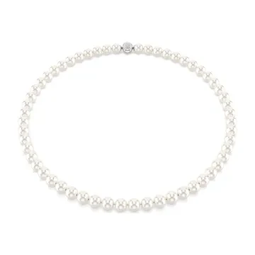 Swarovski Halskæde til Dame udført i Perle i en flot Sølv, Hvid farve