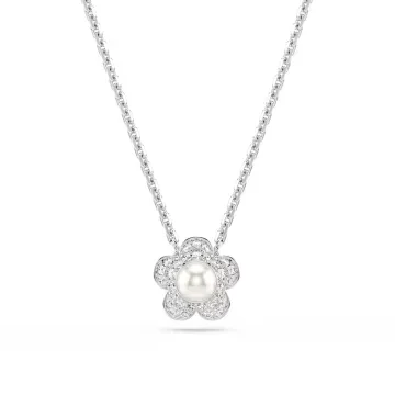 Swarovski Halskæde til Dame udført i Rustfrit stål i en flot Sølv farve