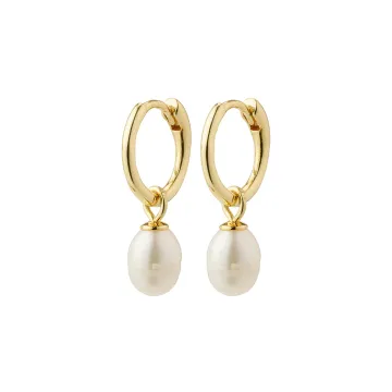 Pilgrim Øreringe til Dame udført i Messing i en flot Guld, Hvid farve