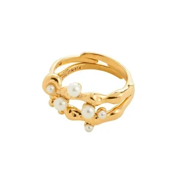 Pilgrim Ring til Dame udført i Messing i en flot Guld, Hvid farve