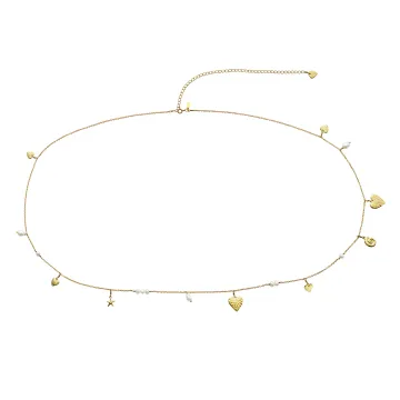 Maanesten Mavekæde til Dame udført i 925 Sterling Sølv, Guld i en flot Guld farve