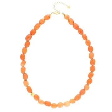 Nuni Copenhagen Halskæde til Dame udført i Rustfrit stål i en flot Guld, Orange farve