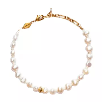 ANNI LU Armbånd til Dame udført i Messing i en flot Guld, Hvid farve