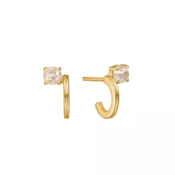 Carré Øreringe til Dame udført i 925 Sterling Sølv i en flot Guld farve