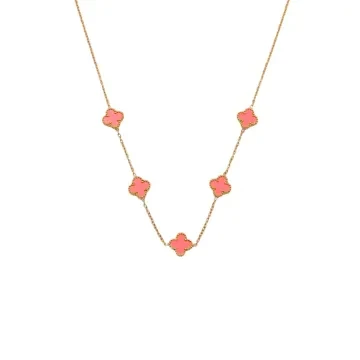 SKØR Halskæde til Herre, Dame udført i Rustfrit stål i en flot Guld, Lyserød farve