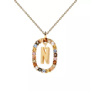 PDPAOLA Halskæde til Dame udført i 925 Sterling Sølv i en flot Guld, Multi farve