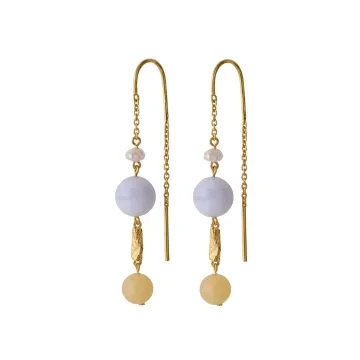 Pernille Corydon Øreringe til Dame udført i 925 Sterling Sølv, Guld, Perle i en flot Multi farve