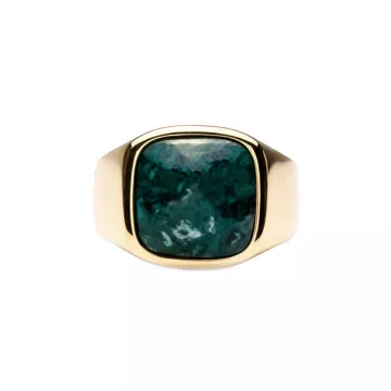 IX Studios Ring til Herre, Dame udført i 925 Sterling Sølv i en flot Guld, Grøn farve