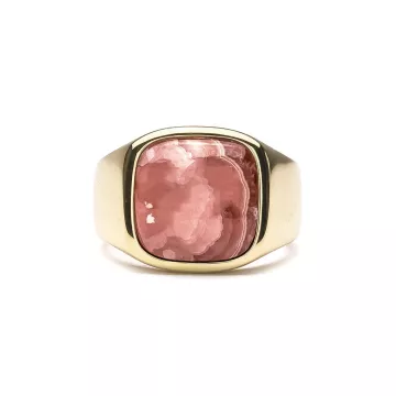 IX Studios Ring til Herre, Dame udført i 925 Sterling Sølv i en flot Guld, Rød farve