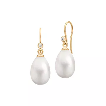Julie Sandlau Øreringe til Dame udført i 925 Sterling Sølv i en flot Guld, Hvid farve