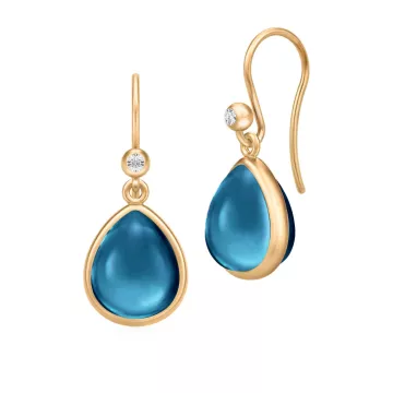 Julie Sandlau Øreringe til Dame udført i 925 Sterling Sølv i en flot Blå, Guld farve