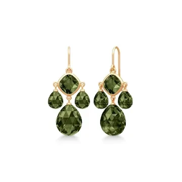 Julie Sandlau Øreringe til Dame udført i 925 Sterling Sølv, Guld i en flot Grøn farve