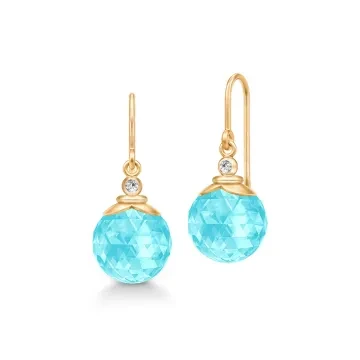 Julie Sandlau Øreringe til Dame udført i 925 Sterling Sølv, Guld, Sten i en flot Blå, Guld farve