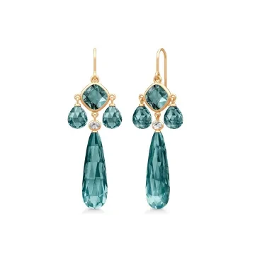 Julie Sandlau Øreringe til Dame udført i 925 Sterling Sølv, Guld i en flot Blå farve