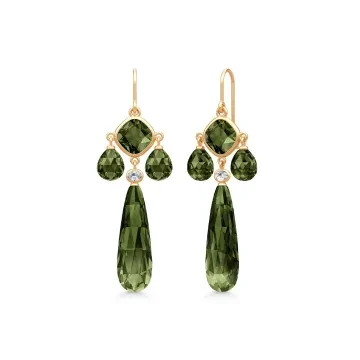 Julie Sandlau Øreringe til Dame udført i 925 Sterling Sølv, Guld i en flot Grøn farve