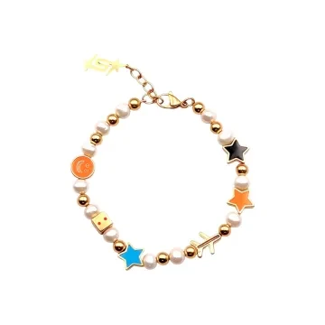 SKØR Armbånd til Herre, Dame udført i Rustfrit stål i en flot Guld, Multi farve