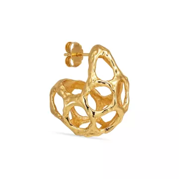 Jane Kønig Ørering Single til Dame udført i 925 Sterling Sølv i en flot Guld farve