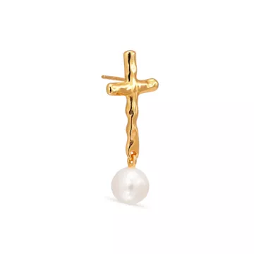 Jane Kønig Ørering Single til Dame udført i 925 Sterling Sølv i en flot Guld farve