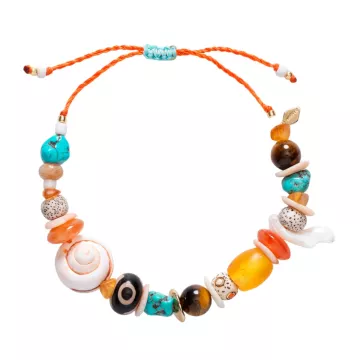 ANNI LU Ankelkæde til Dame udført i Messing i en flot Guld, Multi farve