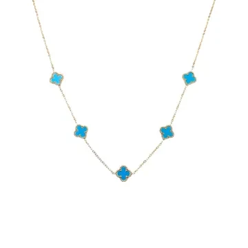 SKØR Halskæde til Herre, Dame udført i Rustfrit stål i en flot Blå, Guld farve