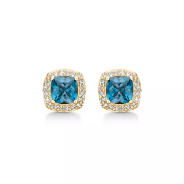 Mads Z Øreringe til Dame udført i Guld i en flot Blå, Guld farve