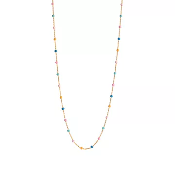 Enamel Halskæde til Dame udført i 925 Sterling Sølv i en flot Guld, Multi farve