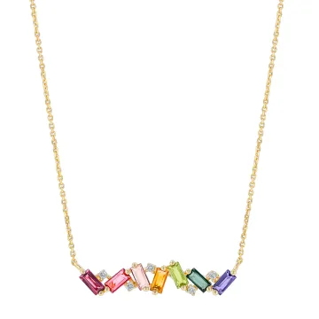 Suzanne Kalan Halskæde til Dame udført i Guld i en flot Guld, Multi farve