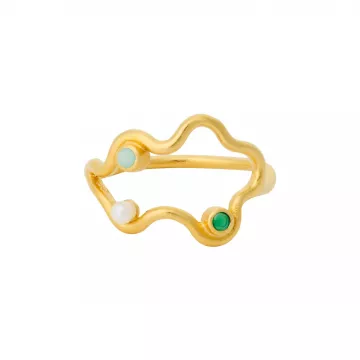 Pernille Corydon Ring til Dame udført i 925 Sterling Sølv i en flot Guld, Multi farve